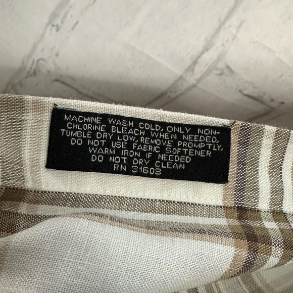 Jos. A. Bank White & Brown Plaid Long-sleeve Dress Shirt, Large, Pre-owned - Picture 7 of 7